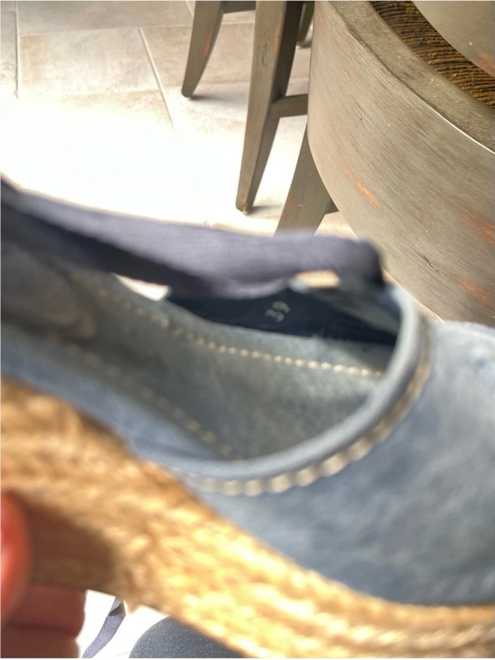 Prada Navy Canvas Espadrille Wedges with Ankle Wrap - Picture 5 of 6